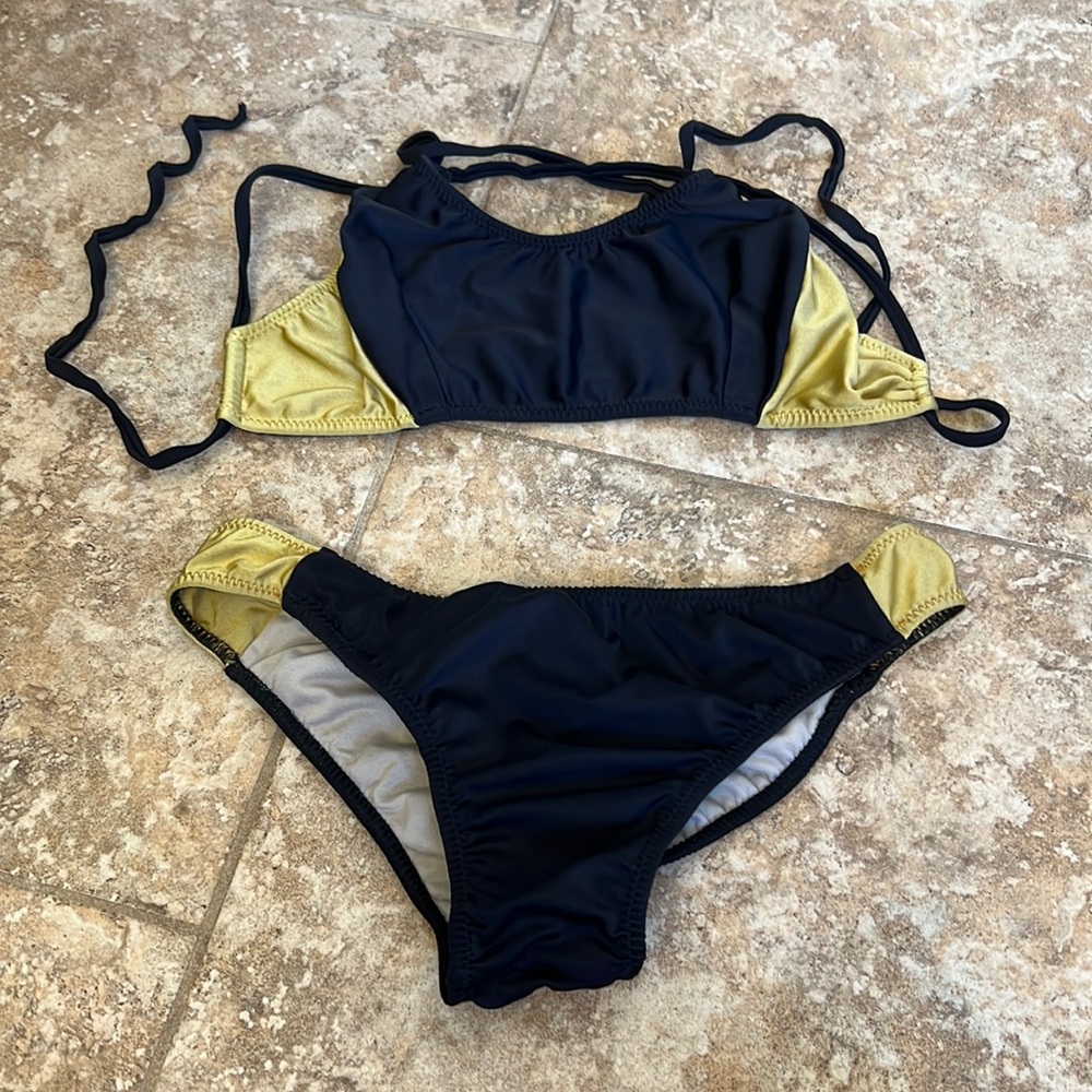 NSA bikini top black and gold L Bottoms L
